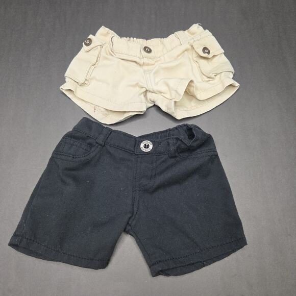 Build A Bear Workshop Shorts Set of 2 Black Khaki Everyday BABW - Picture 1 of 6